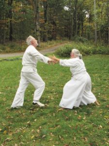 Margaret Guay leading Matt Shorten Shintaido Northeast Fall Gasshuku 2017 Photo by Stephen Billias